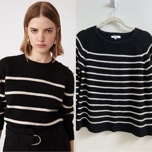 SUNCOO Paris Cotton Breton-Striped Open Back Sweater — Quiet Luxury